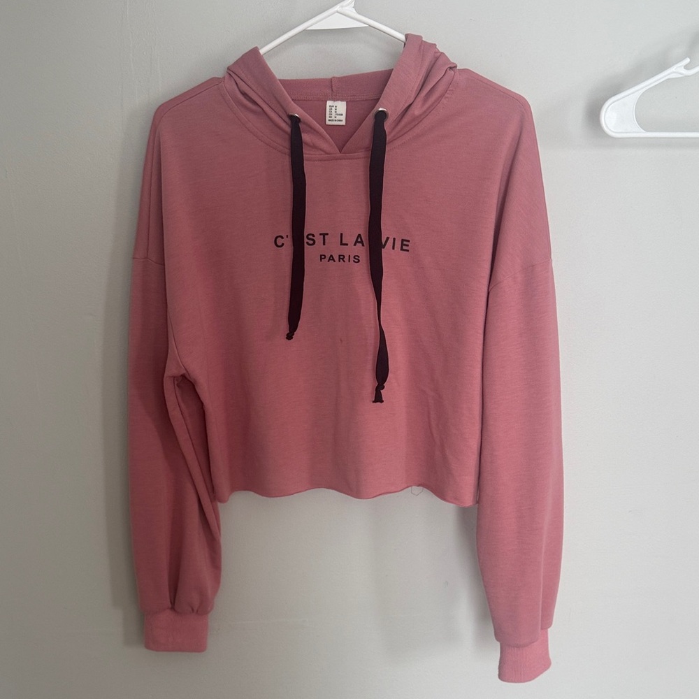Pink Cropped Hoodie